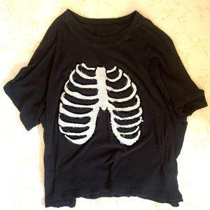 👉Sequined Ribs Soft Cotton Black & White Top Halloween Goth WildFox